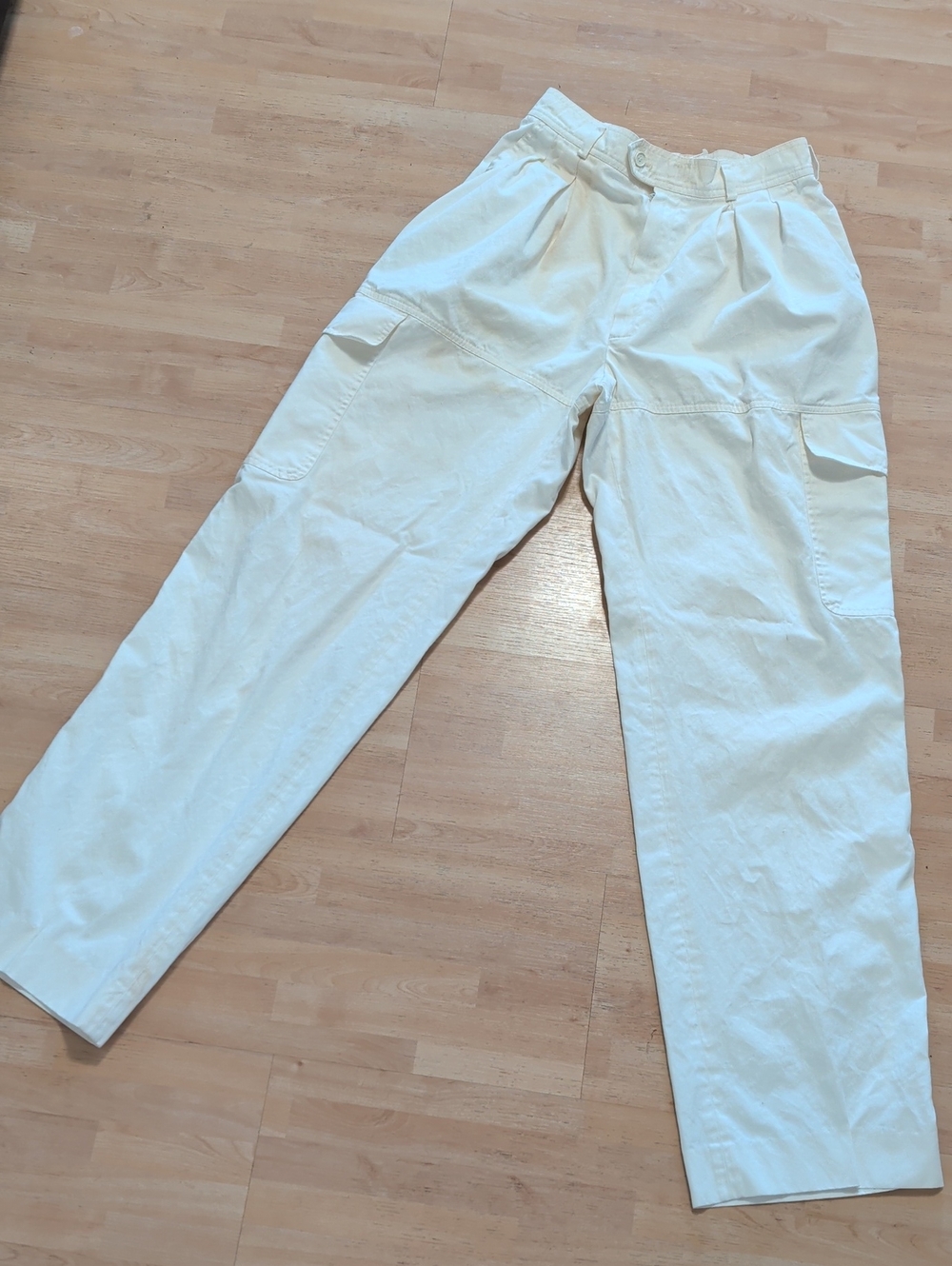 Saint Laurent Off-White Cargo Pants with Utility Pockets